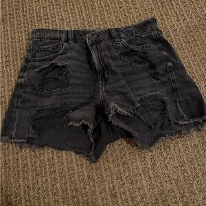 American Eagle Black Distressed Jean Shorts